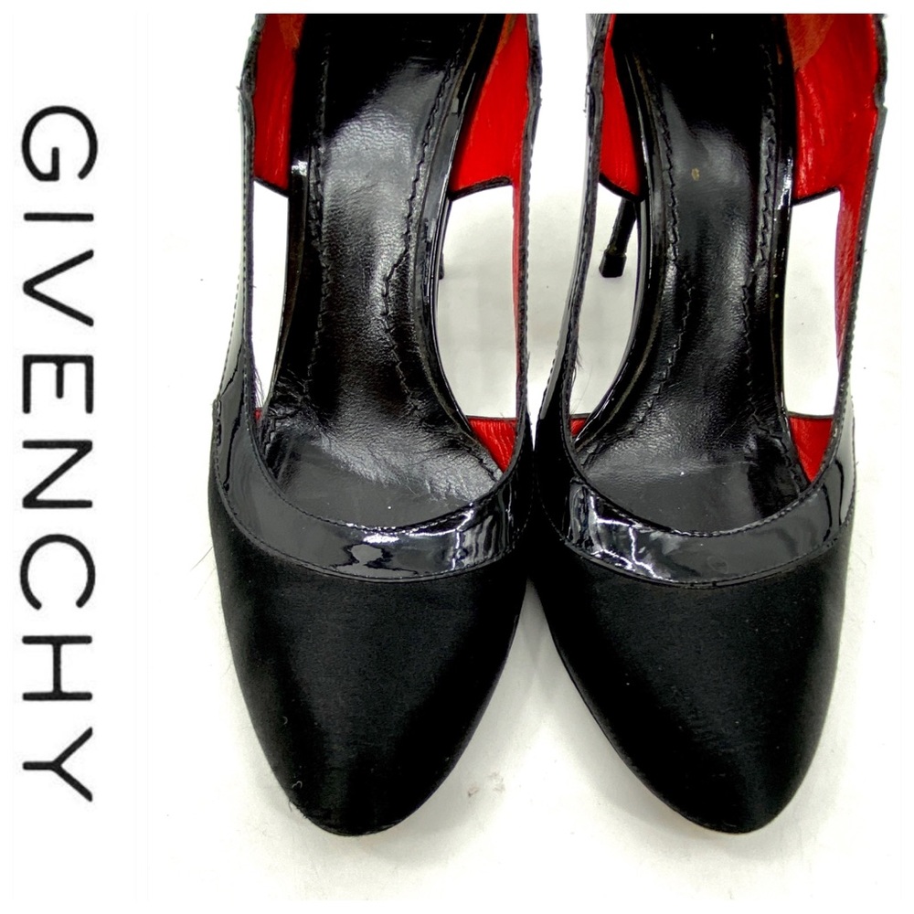 💕SALE💕 Givenchy Black Red Satin Leather Heels - Picture 3 of 8